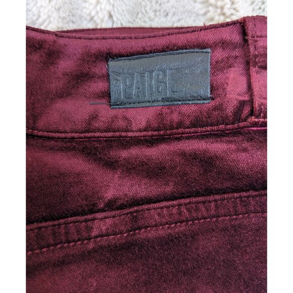 PAIGE "Hoxton Ultra Skinny" Dark Currant Maroon High Rise Velvet Jeans, Size 26 - Picture 13 of 14